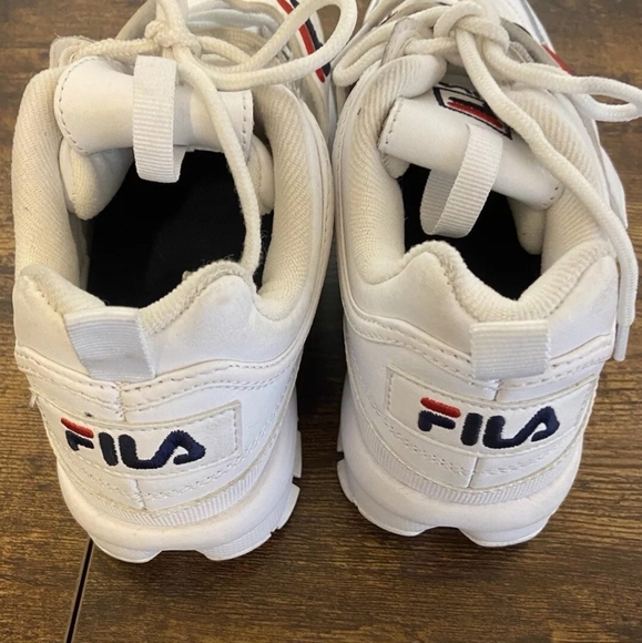 FILA Disruptors II White Platform Sneakers with Red Blue Velcro Logo Strap 8.5 - Picture 3 of 10